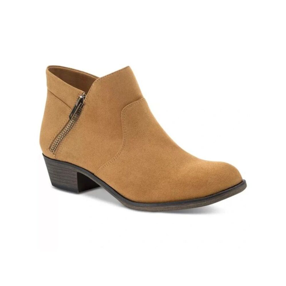 SUN STONE Womens Brown Slip Resistant Abby Round Toe Block Heel Booties 5.5 M